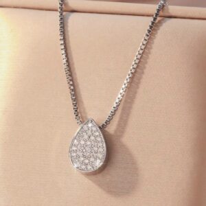 Radiant Tear Tarnish-Proof Pavé Pendant Necklace
