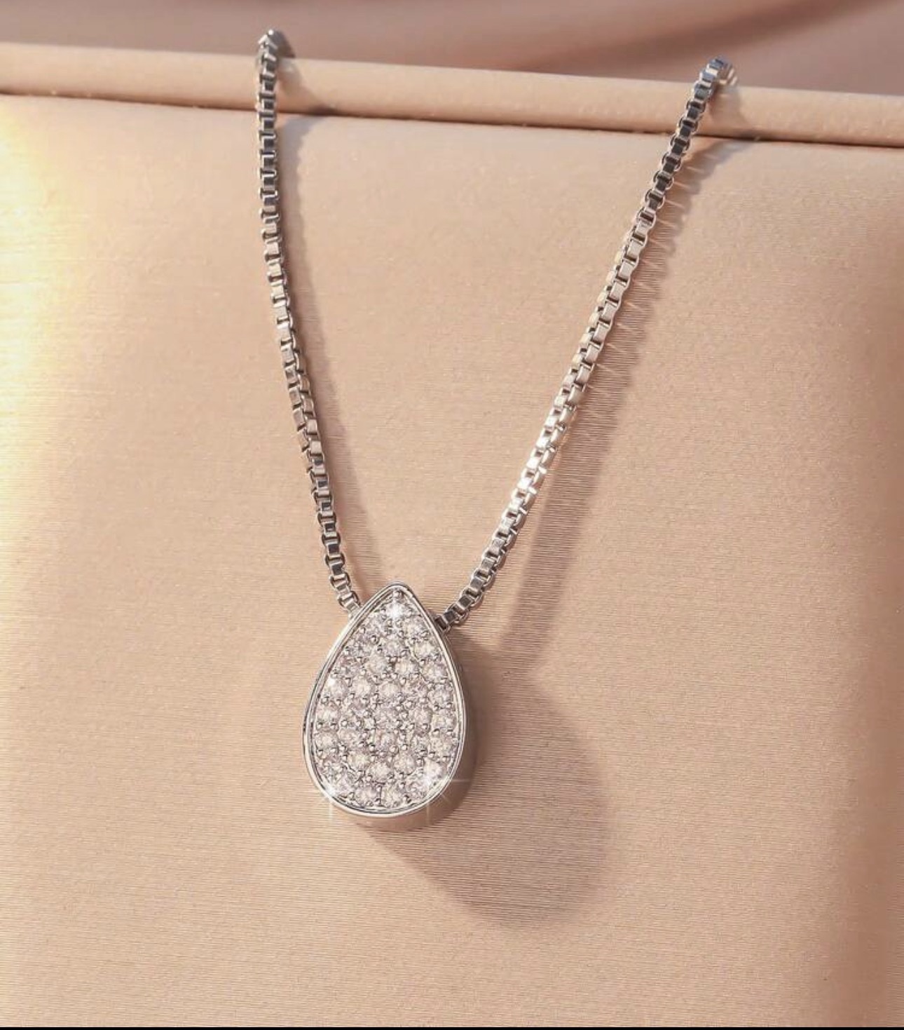 Radiant Tear Tarnish-Proof Pavé Pendant Necklace