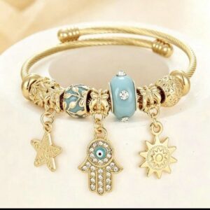 Celestial Protection Tarnish-Proof Hamsa Charm Bangle