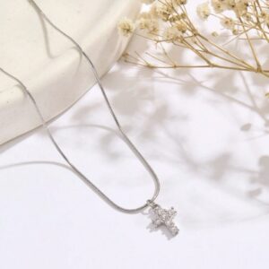 Radiant Crystal Tarnish-Proof Cross Necklace