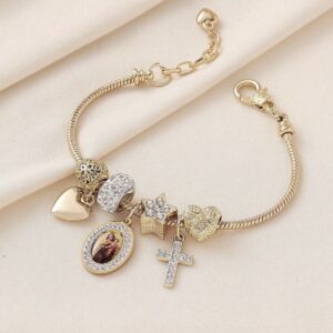 Virgin Mary and Baby Jesus Tarnish-Proof Charm Bracelet