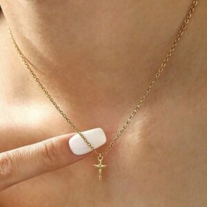 Stainless Steel Minimalist Gold Dainty Cross Pendant Necklace