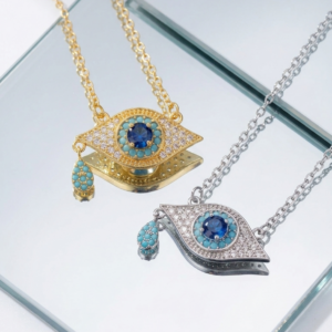 Sacred Protection Tarnish-Proof Evil Eye Tear Necklace- Gold