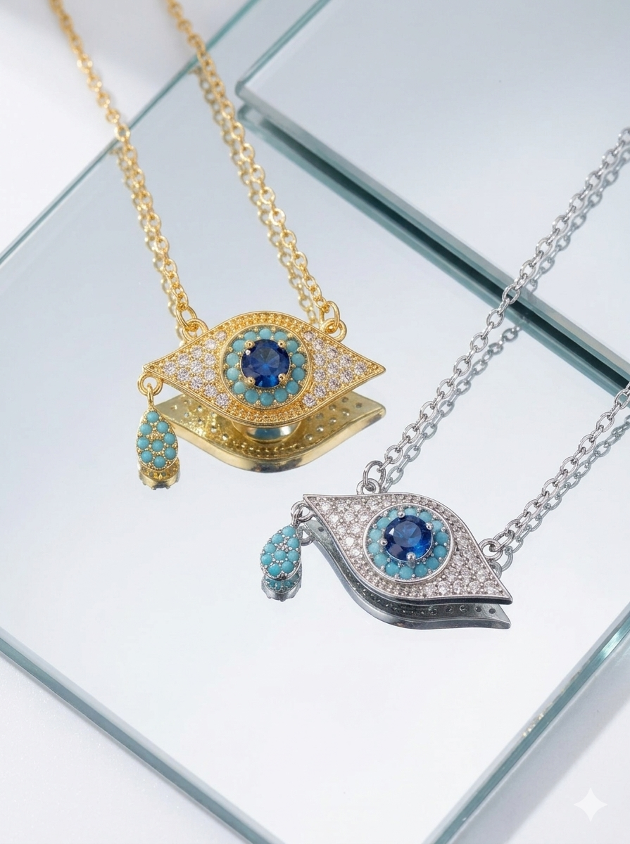 Sacred Protection Tarnish-Proof Evil Eye Tear Necklace- Gold