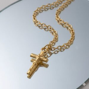 Mini Gold Plated stainless steel Crucifix and chain