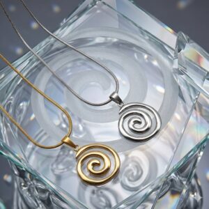 Whirlpool Spiral Pendant Necklace- Gold plated  stainless steel