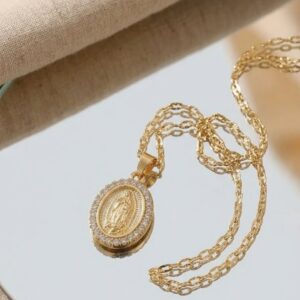 Our Lady Tarnish-Proof Starburst Medallion Necklace