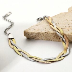 Tricolor Braided Liquid Herringbone Bracelet