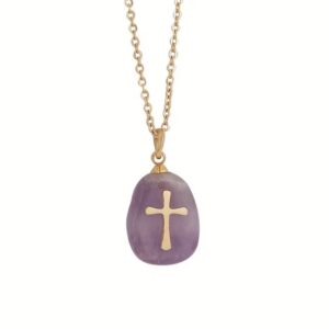 Natural Stone Cross Pendant Necklace