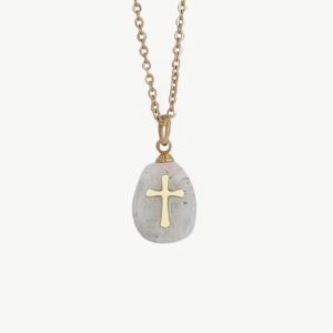 Natural Stone Cross Pendant Necklace