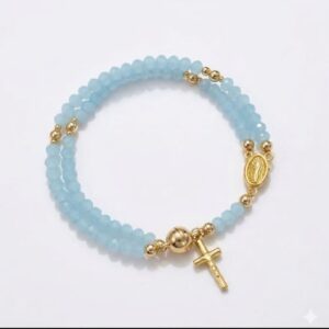 Light Blue Crystal Rosary Bracelet