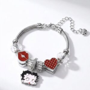 Boop-Oop-A-Doop™ Tarnish-Free Silver & Red Charm Bracelet